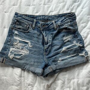 American Eagle Outfitters Blue Distressed Jean Shorts